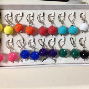 10 Pairs Of Vintage Silver Lever Back Bead Pierced Earrings